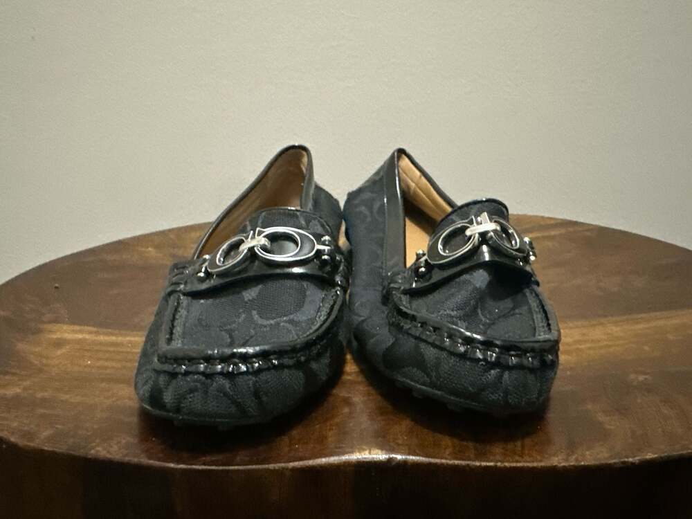 Coach Black Signature Jacquard Bit Driving Loafers women Size 7.5 B11